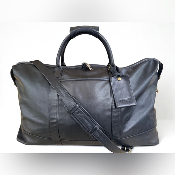 🔥Vintage COACH Black Leather Transatlantic Travel Duffel Bag #0503 - Made in USA - Picture 3 of 16